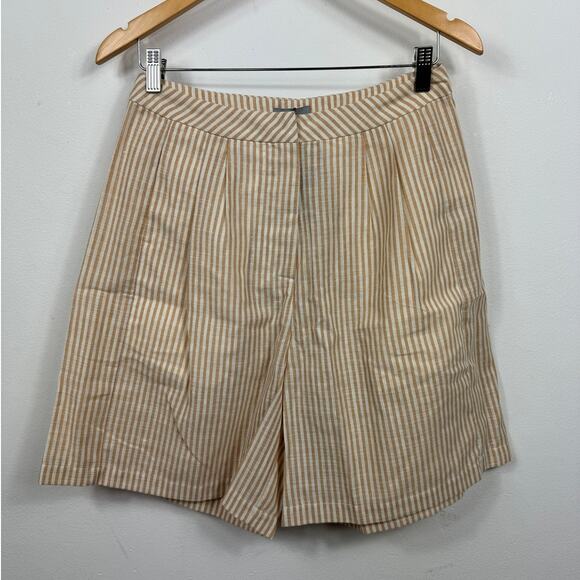 New 87Origins Stripe Linen Shorts in White/Cream Size 8 - Picture 3 of 10